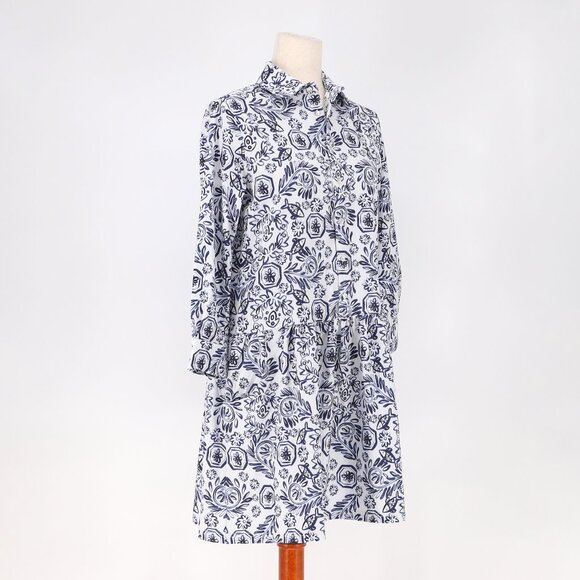 SMITH & QUINN Sorrento Shirt Dress Gathered Skirt Fish Bowl Navy Print Size S - Picture 2 of 8